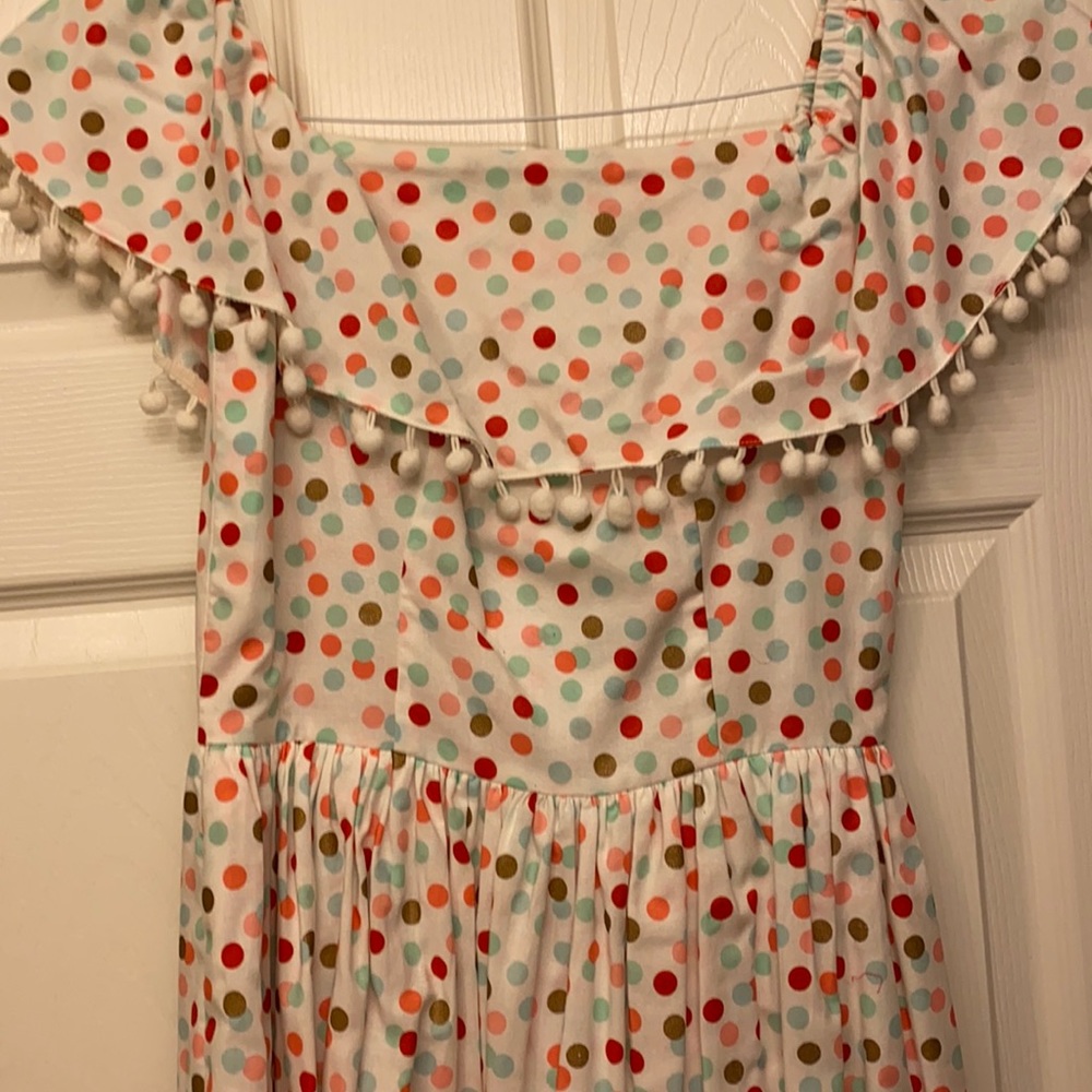 Off shoulder polka dot dress
